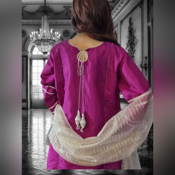 Pakistani Indian salwar kameez/ 3 peice salwar kameez suit/ China Raw Silk shirt - Picture 3 of 8